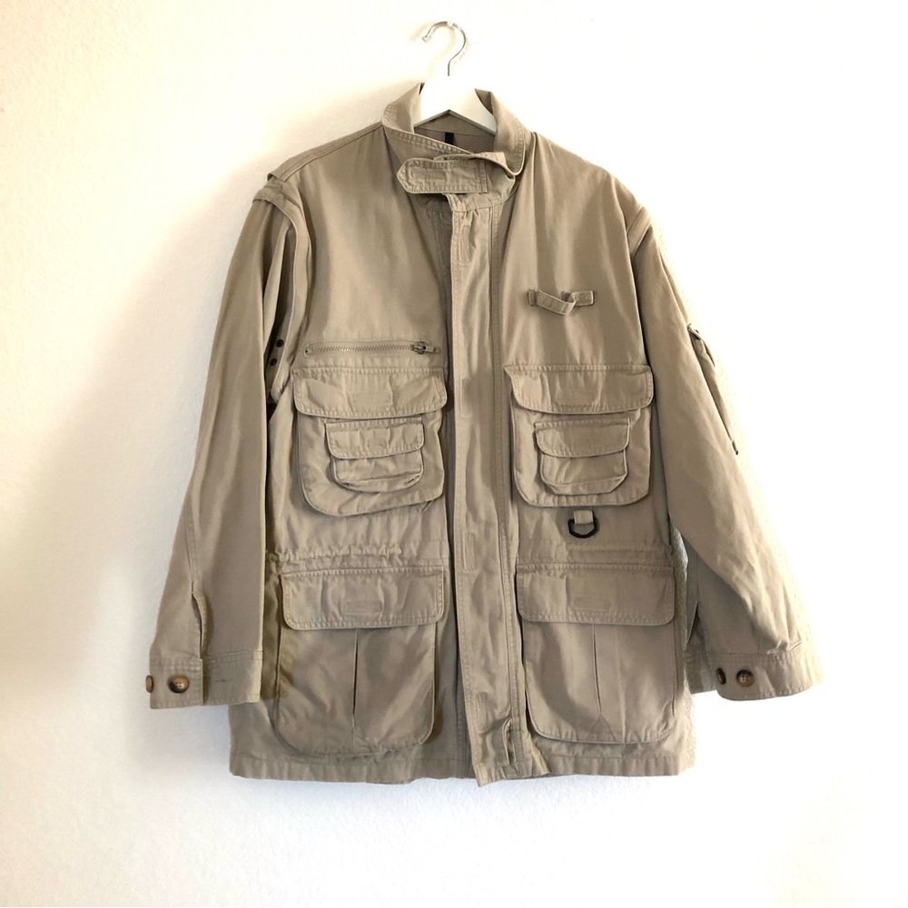 WOOLRICH Men’s Utility Zip-off Sleeve Cotton Jacket Size M Khaki